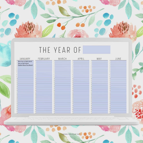 2024 Year at a Glance Template Printable, 365 days on One Page, Year at a Glance Planner Printable, Letter Size, 2 Versions, Blank version, 2024 Version