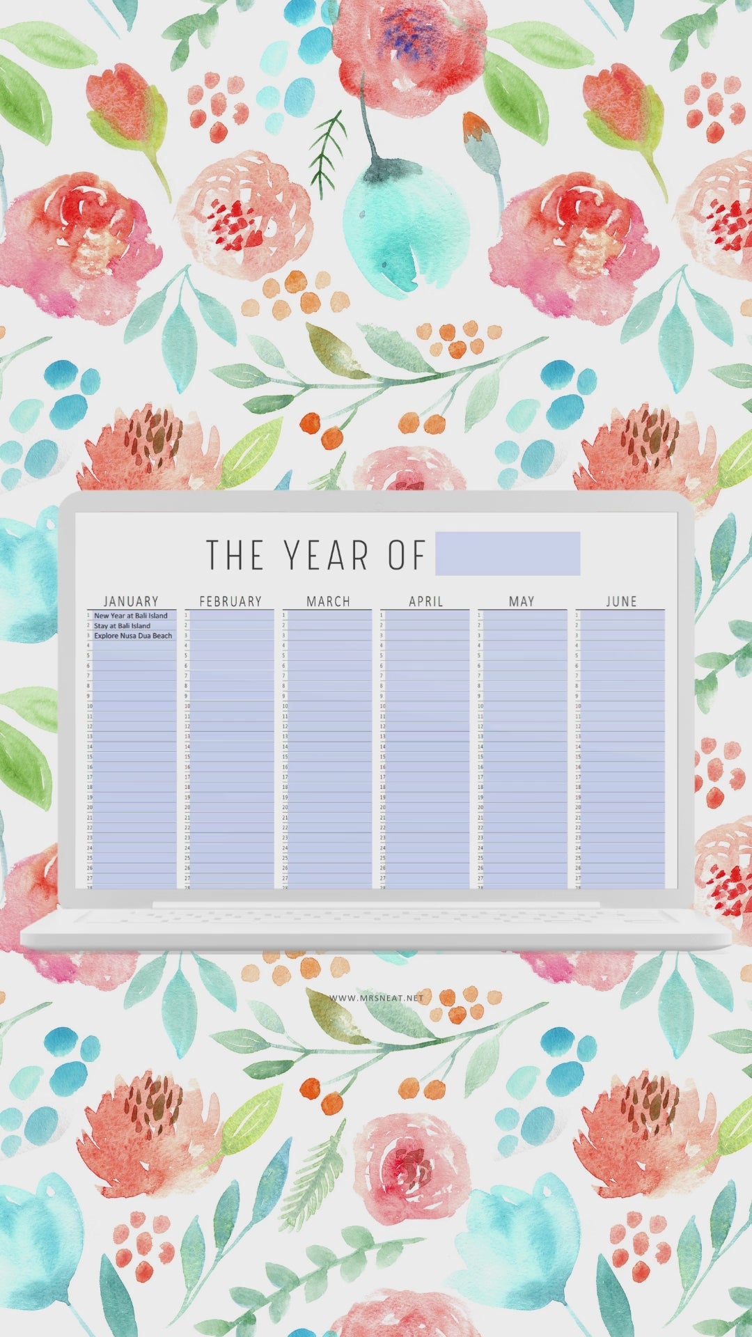 2024 Year at a Glance Template Printable, 365 days on One Page, Year at a Glance Planner Printable, Letter Size, 2 Versions, Blank version, 2024 Version