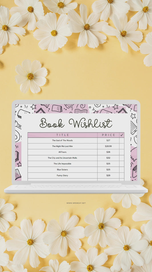Colorful Book Wishlist Template Printable, 5 colors : Peach, Green, Blue, Pink and Neutral, A4, A5, Letter, Half Letter, Digital Planner