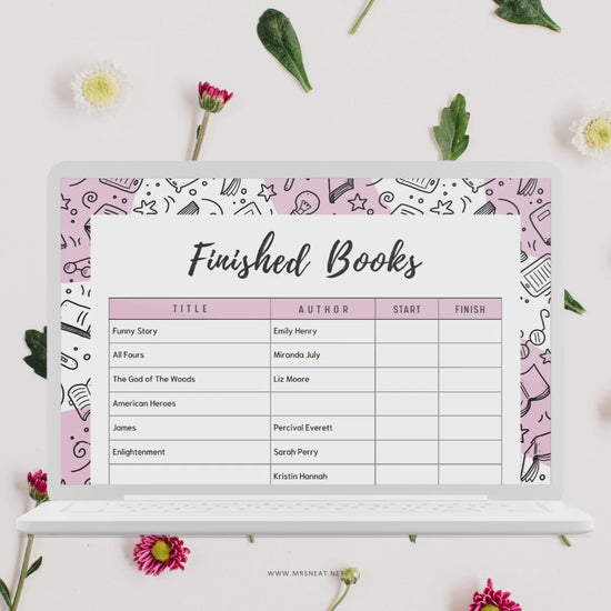 Books I Finished Template Printable, 5 colors ; Peach, Pink, Blue, Green, Neutral, 4 sizes ; A4, A5, Letter, Half Letter, Digital Planner