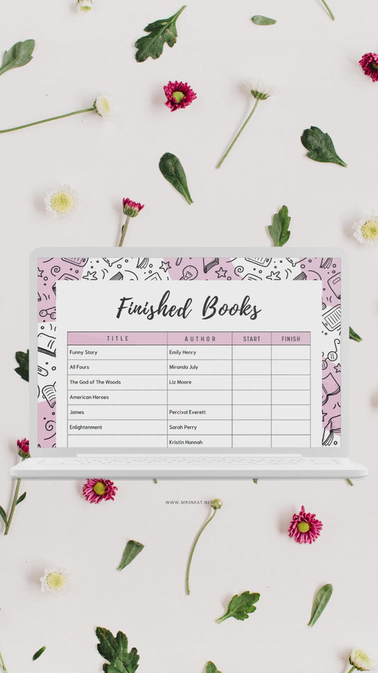 Books I Finished Template Printable, 5 colors ; Peach, Pink, Blue, Green, Neutral, 4 sizes ; A4, A5, Letter, Half Letter, Digital Planner
