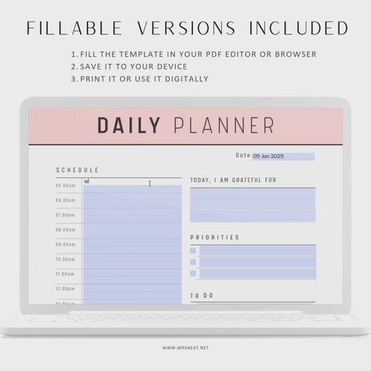 Colorful Minimalist Daily Planner Printable
