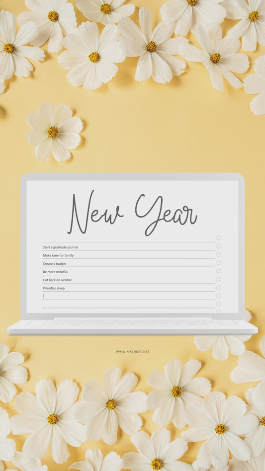 New Year New Goals Planner, 2 Styles, Floral and Neutral Planner, A4, A5, Letter, Half Letter, PDF Fillable