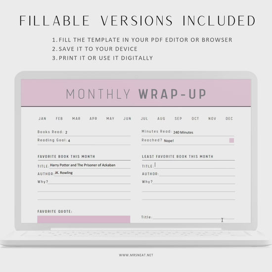 Colorful Monthly Reading Wrap Up Template Printable