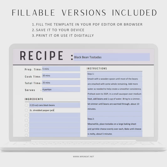 Simple Recipe Page Template - M248