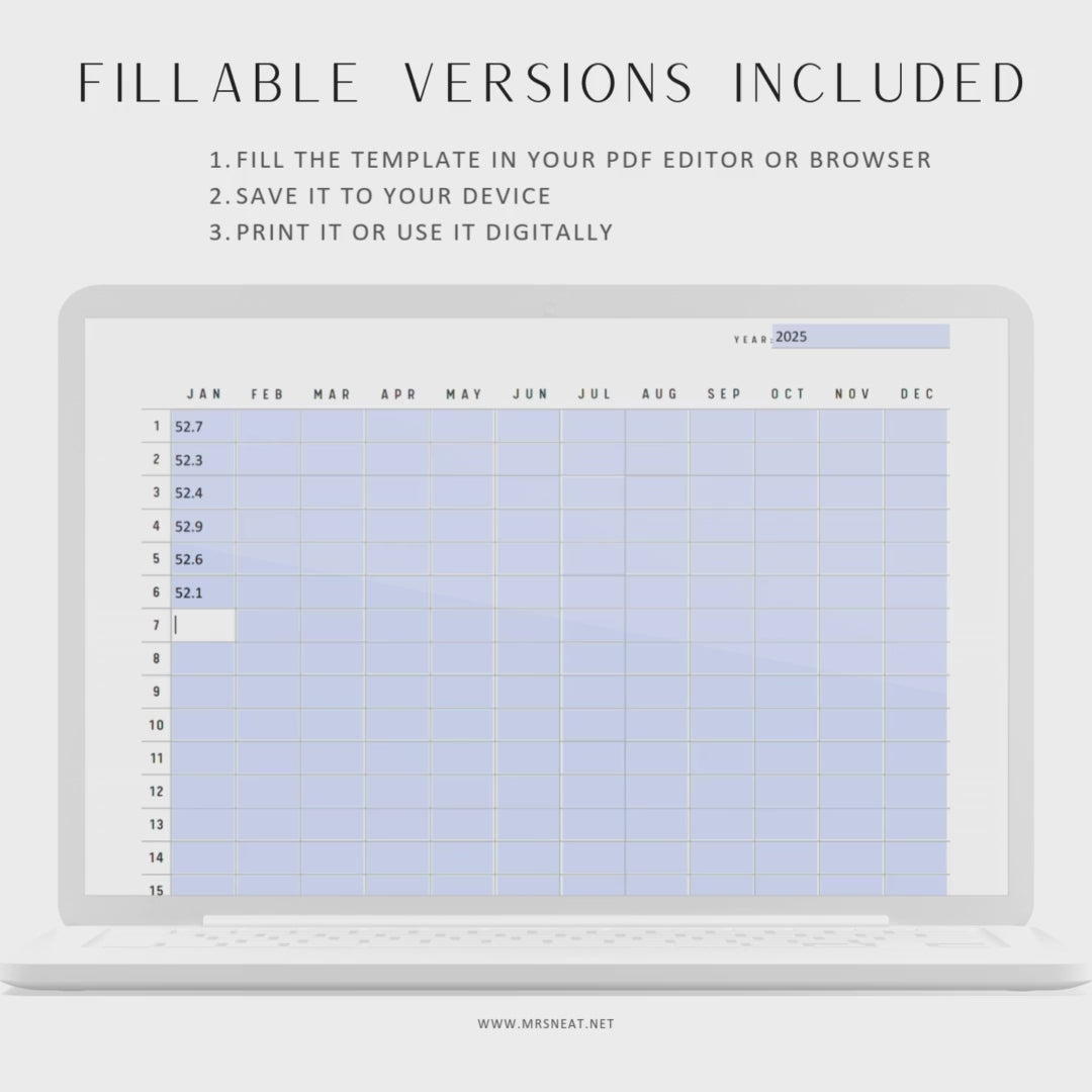 365 Day Weight Loss Tracker Printable