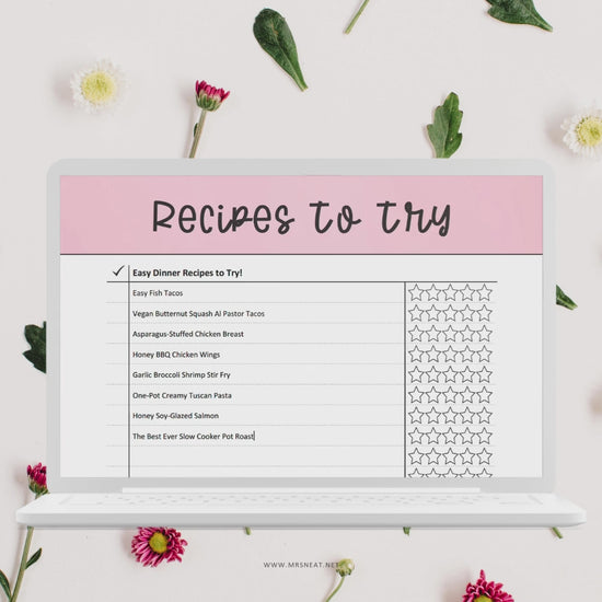 Colorful Printable Recipes To Try Template