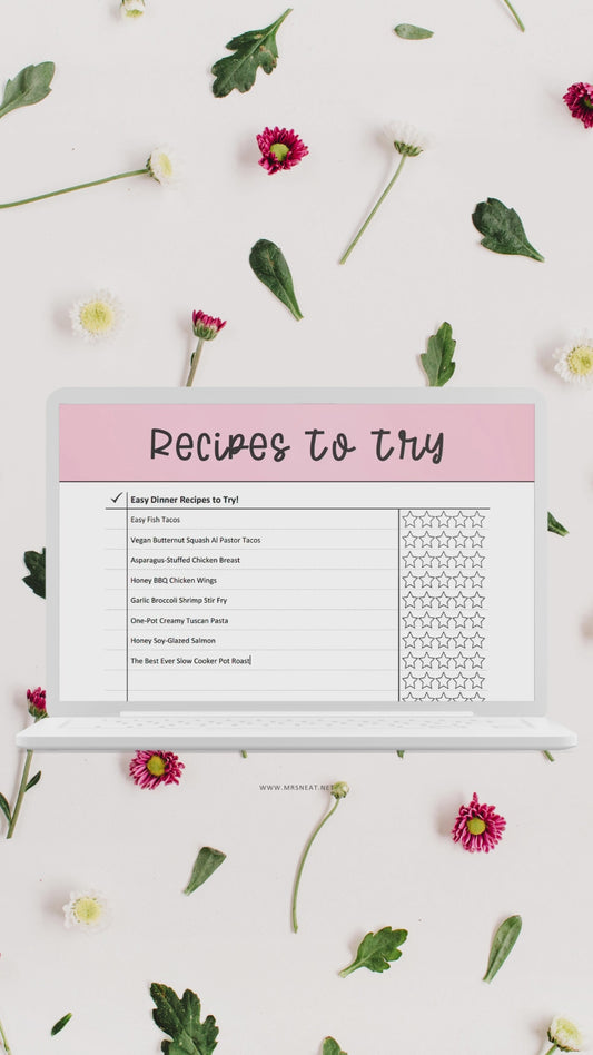 Colorful Printable Recipes To Try Template