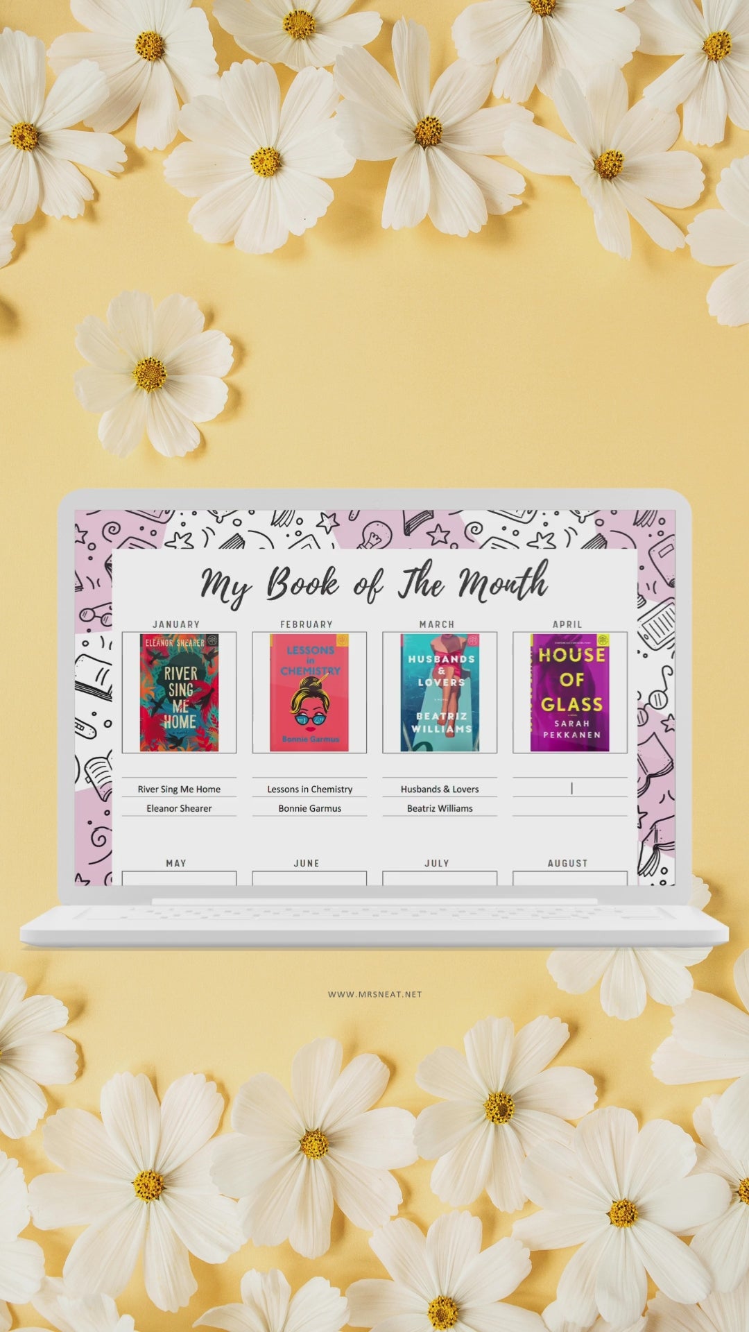 My Book of The Month Template Printable, A4, A5, Letter, Half Letter, 5 Colors, Digital Planner