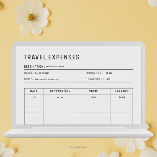 Travel Expenses Tracker Template Printable, A4, A5, Letter, Half Letter, Fillable version included