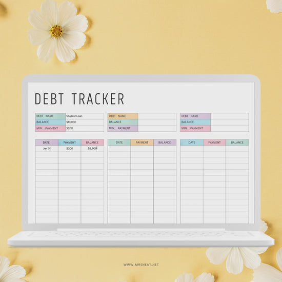 Editable Debt Payment Tracker, PDF, Digital Planner, Printable Planner, 2 Colors, Landscape