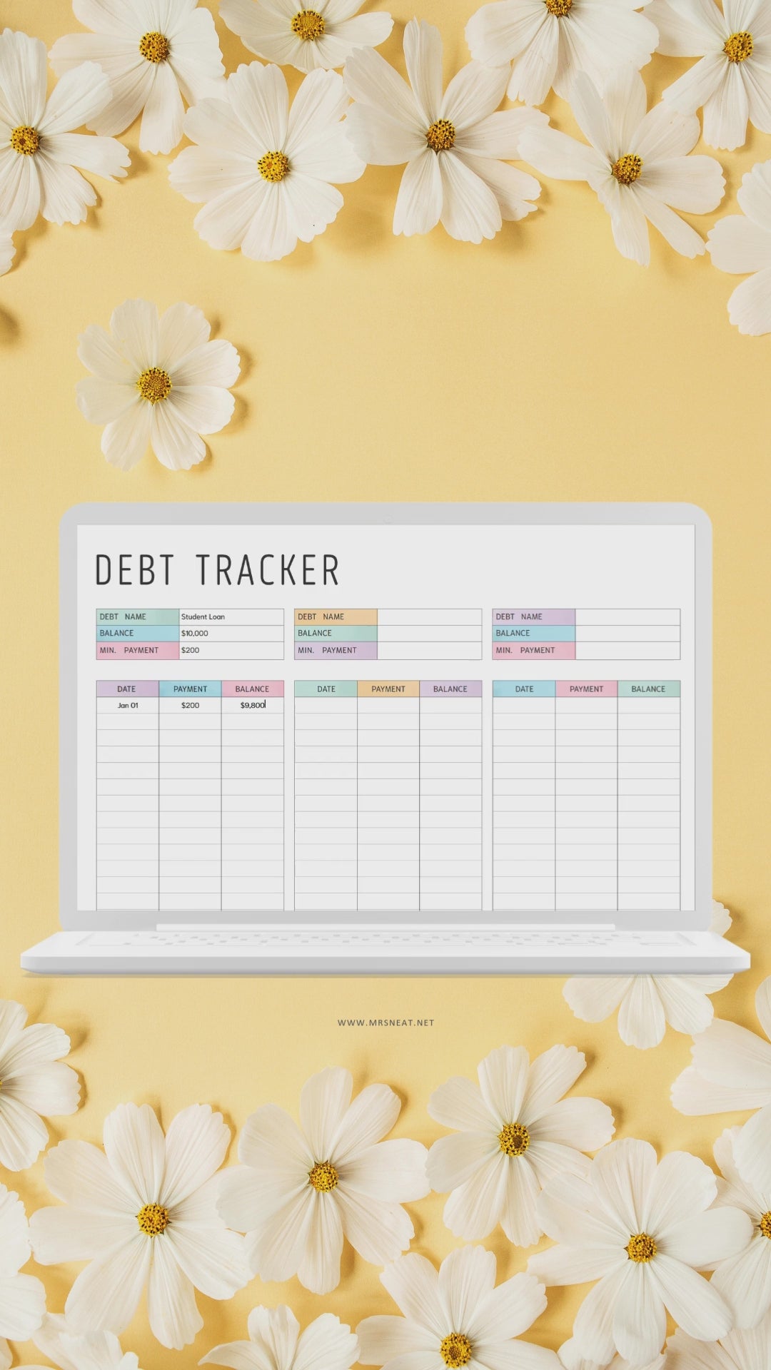 Editable Debt Payment Tracker, PDF, Digital Planner, Printable Planner, 2 Colors, Landscape