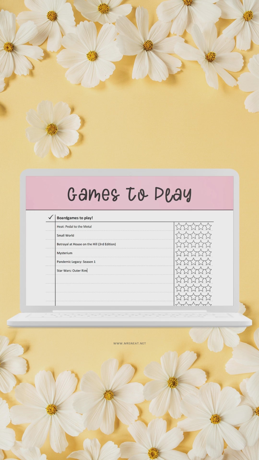Best Games To Play List Template Printable