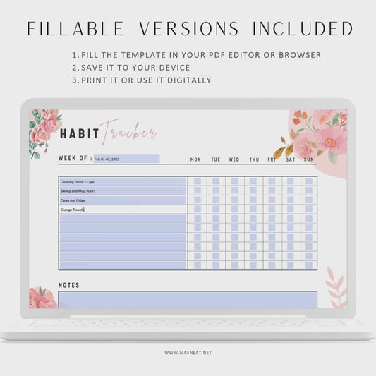 Floral Weekly Habit Tracker - M042
