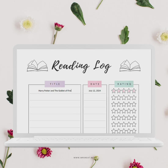 Reading Log Template Printable Vol.02, Colorful Page, A4, A5, Letter, Half Letter, Digital Planner, Fillable version PDF