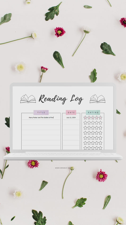 Reading Log Template Printable Vol.02, Colorful Page, A4, A5, Letter, Half Letter, Digital Planner, Fillable version PDF