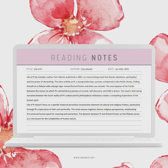 Reading Notes Template Printable