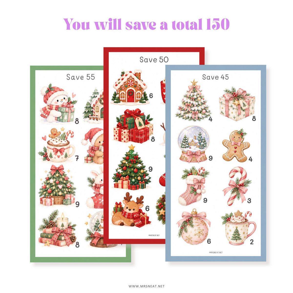 Save $150 with this festive Christmas-themed printable savings challenge