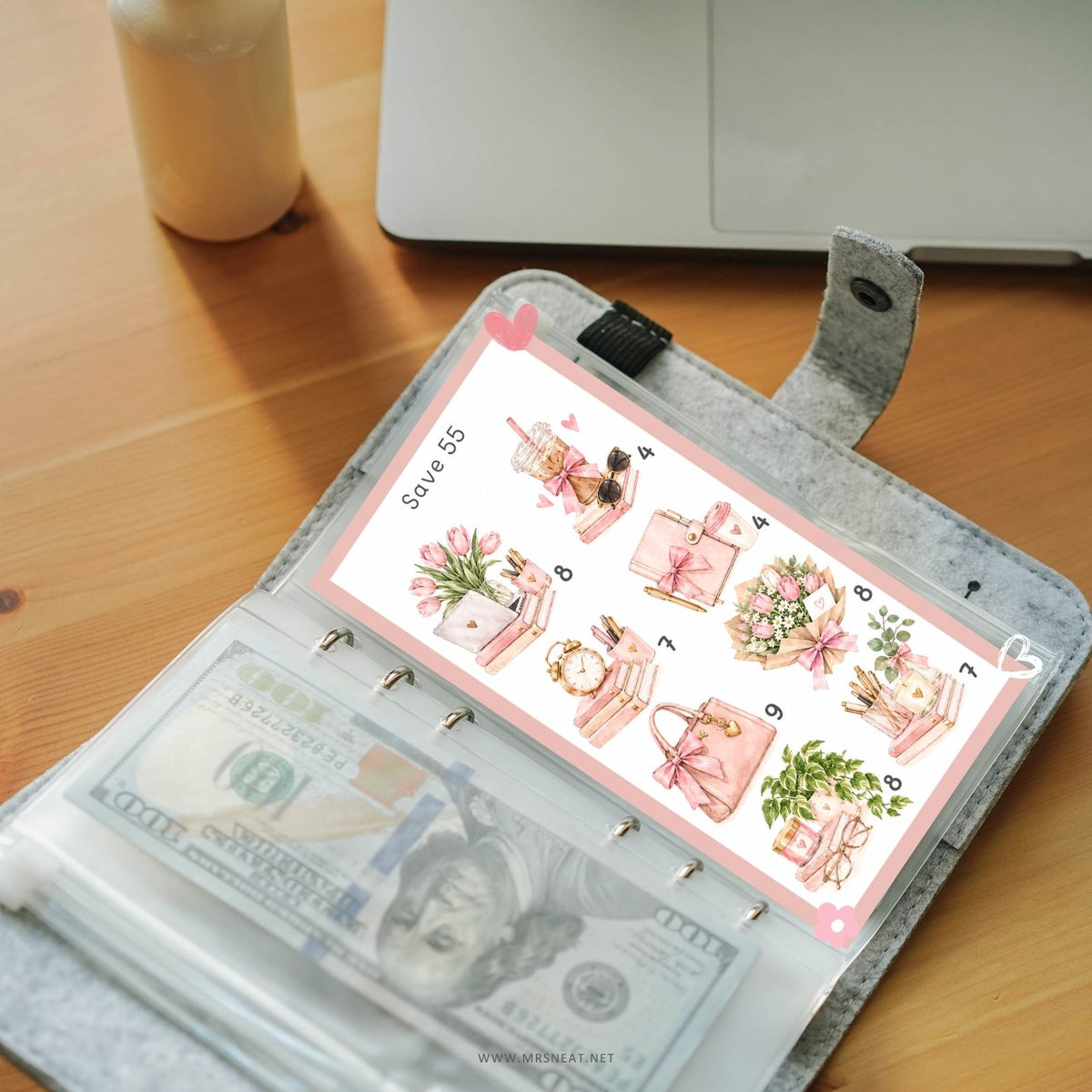 Watercolor savings challenge bundle with nine printable A6 challenges