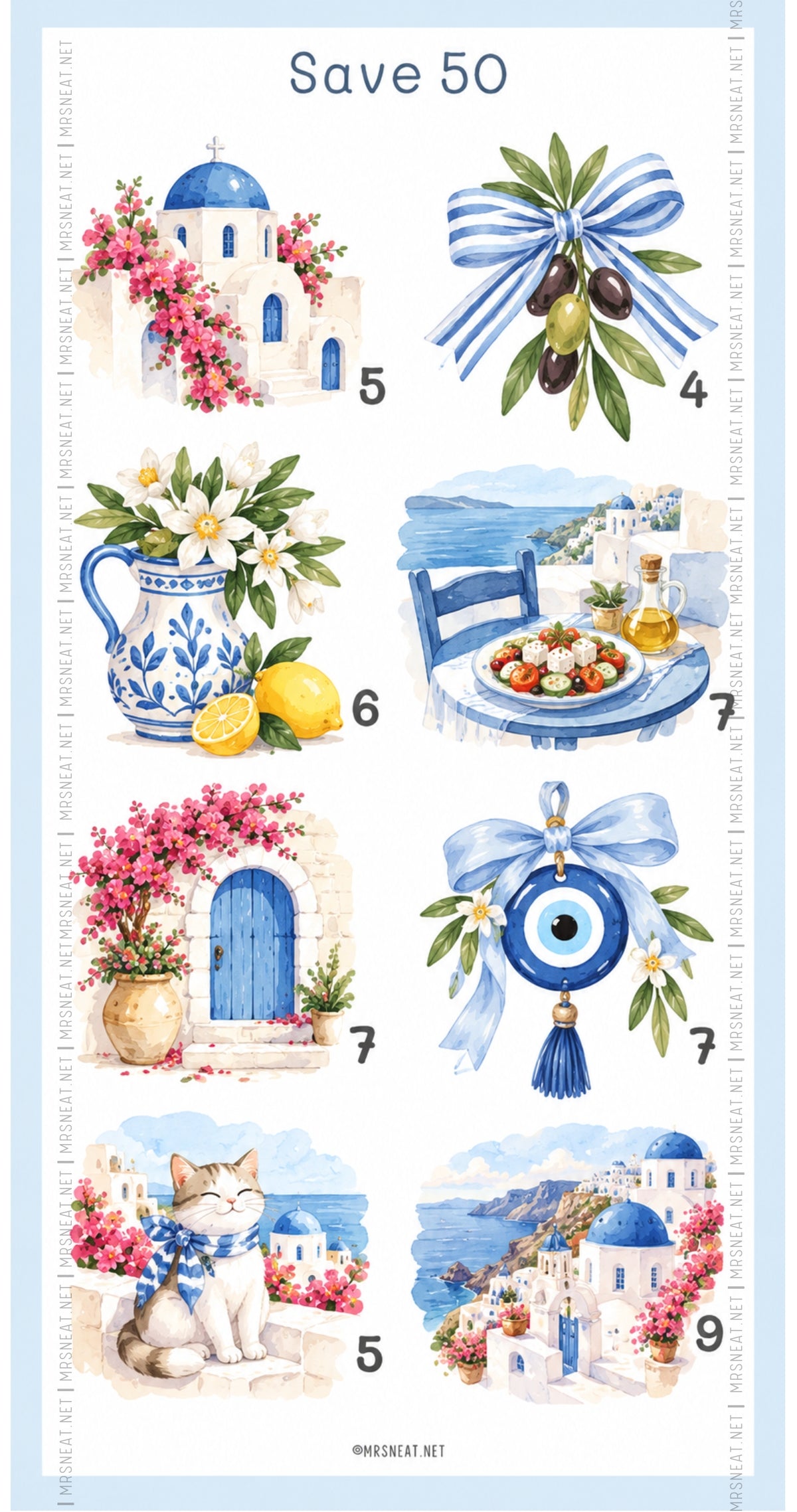 Watercolor travel savings challenge featuring European and Japanese travel themes
