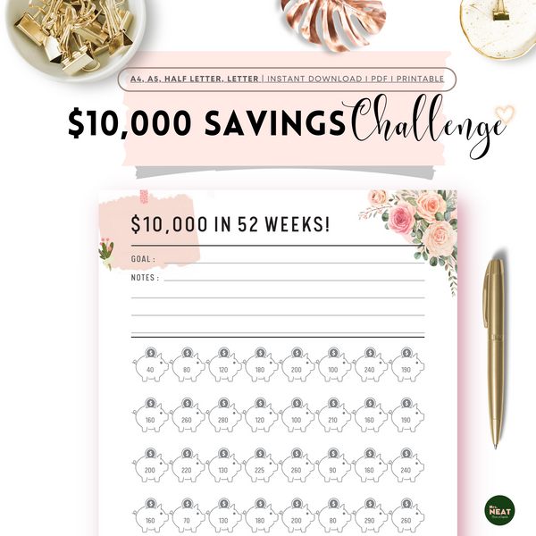 Floral $10,000 Money Savings Challenge