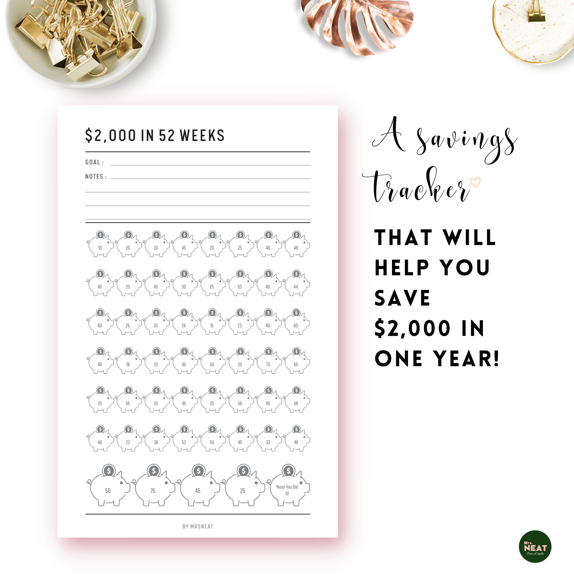 20000 Savings Challenge: Easy and Simple Way to Save $20,000 in 52 Weeks  Chart | 20k Money Saving Challenge in One Year