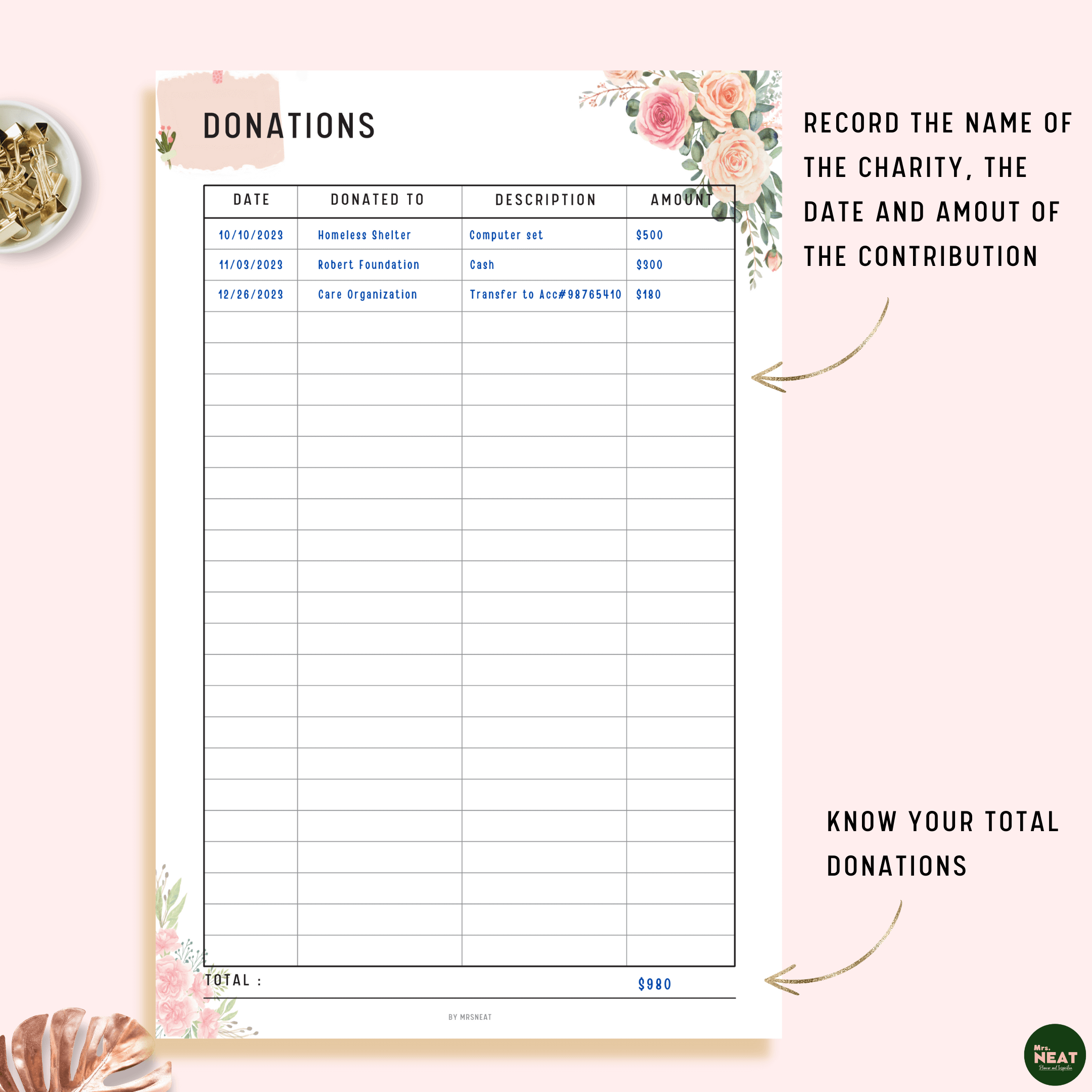 Donation Tracker Printable – mrsneat Donation Tracker Printable – mrsneat