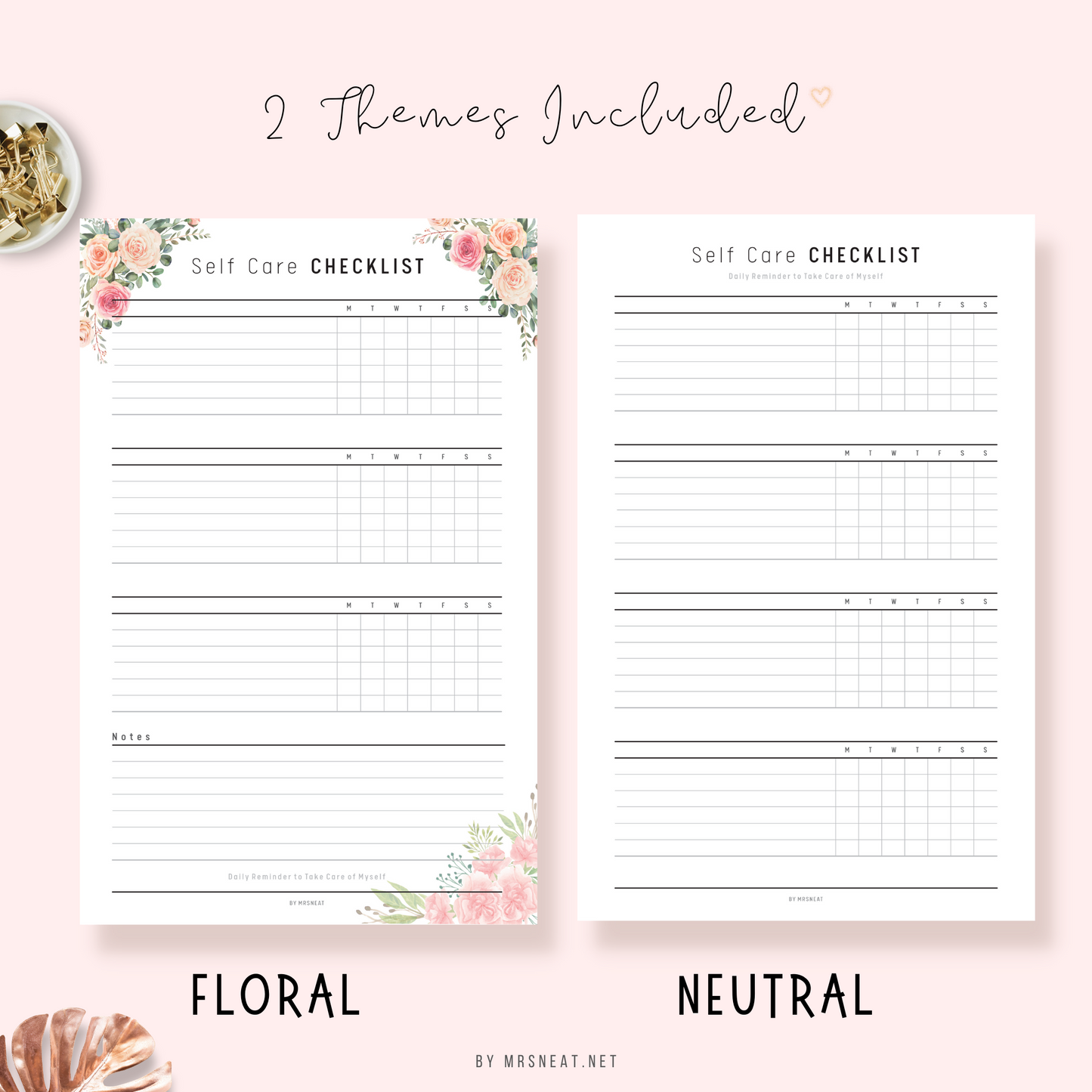 Routine Checklist Tracker Planner in Floral and Neutral