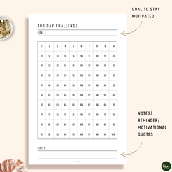 100 Day Challenge Printable – mrsneat