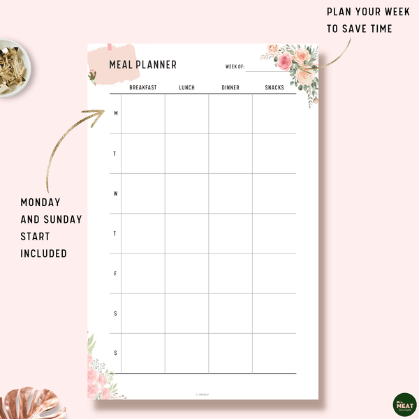 Grocery List and Weekly Meal Planner Printable – mrsneat