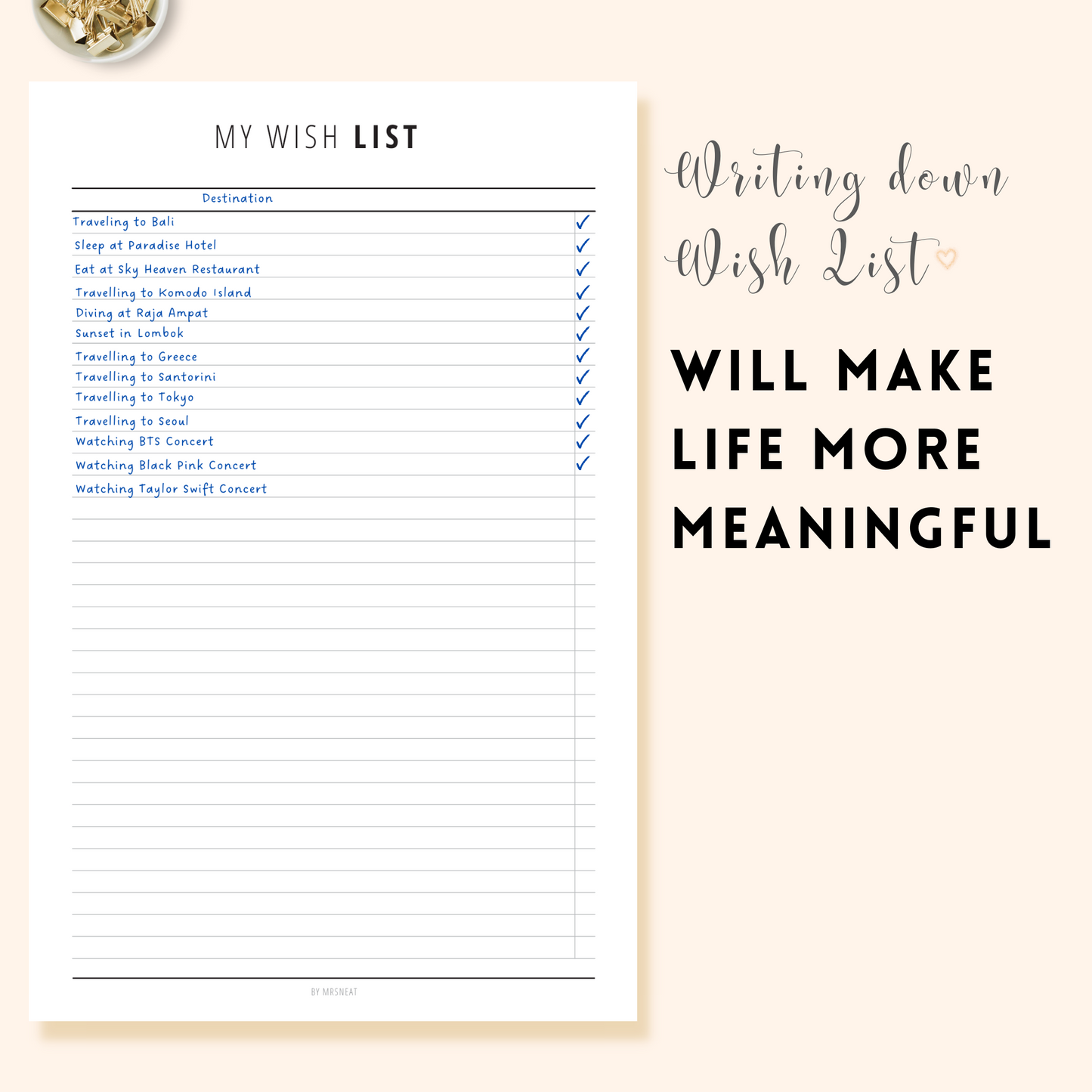 Wish List Printable Planner