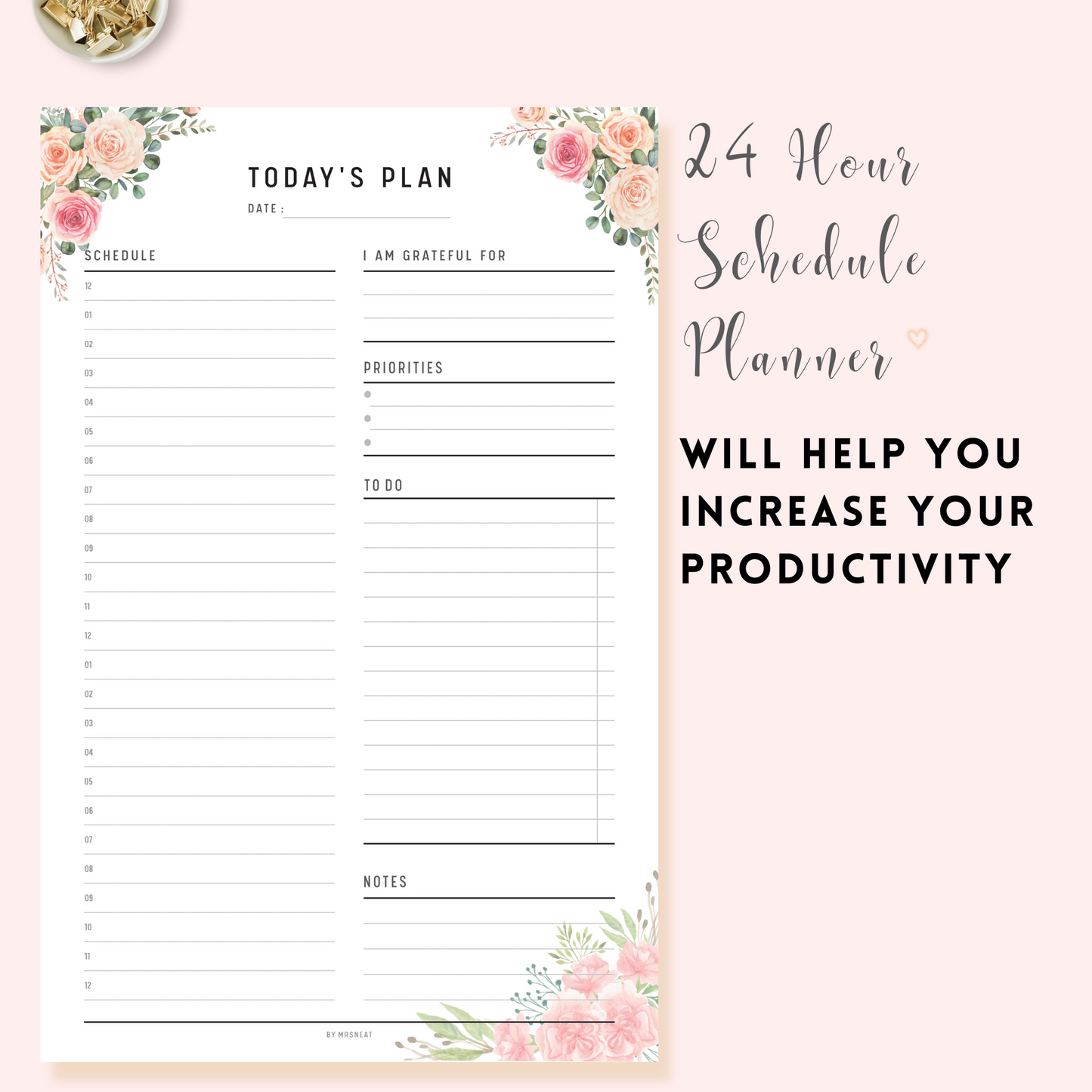 Floral 24 Hour Daily Planner