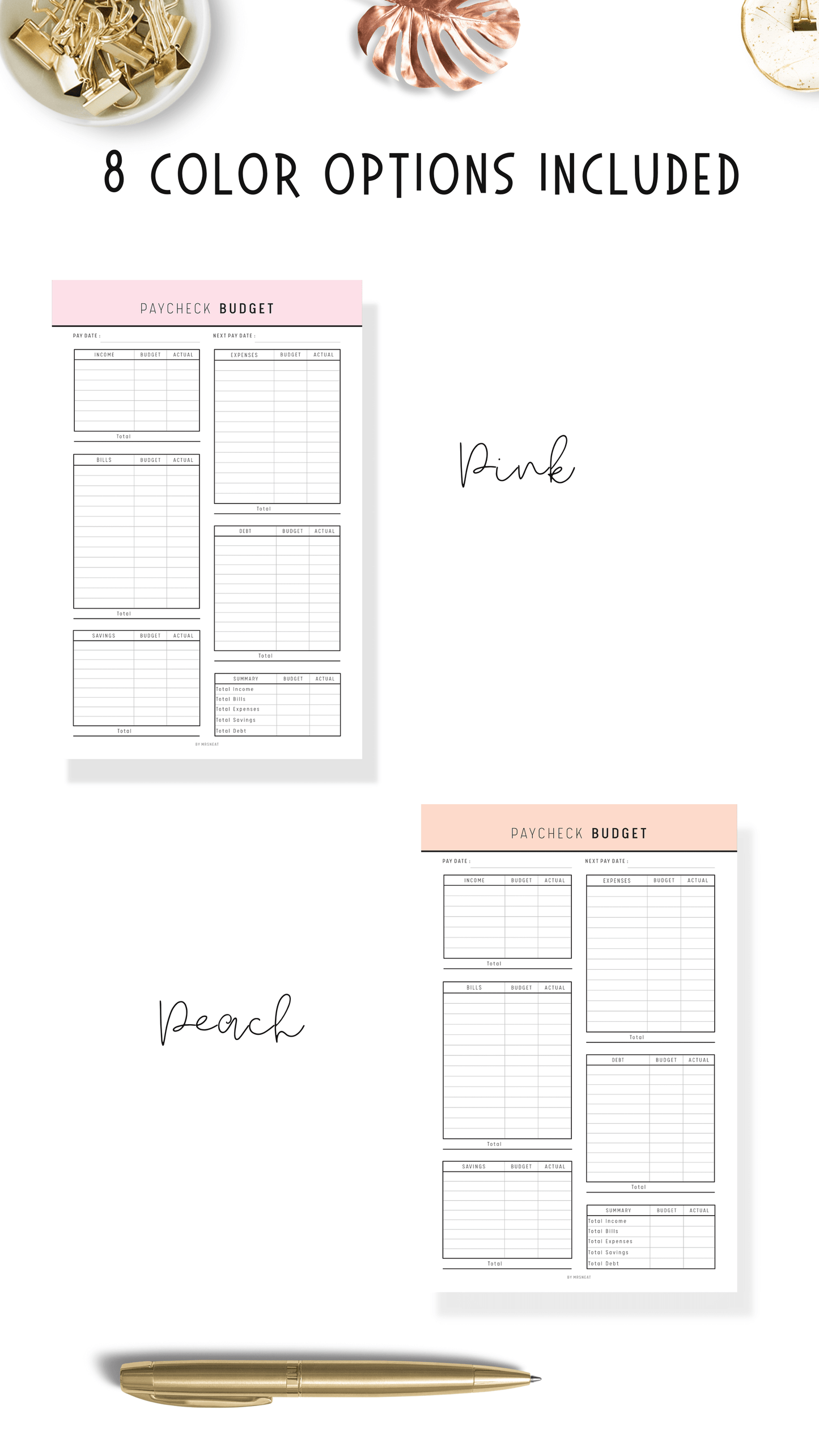 Paycheck Budget Template Printable - M147