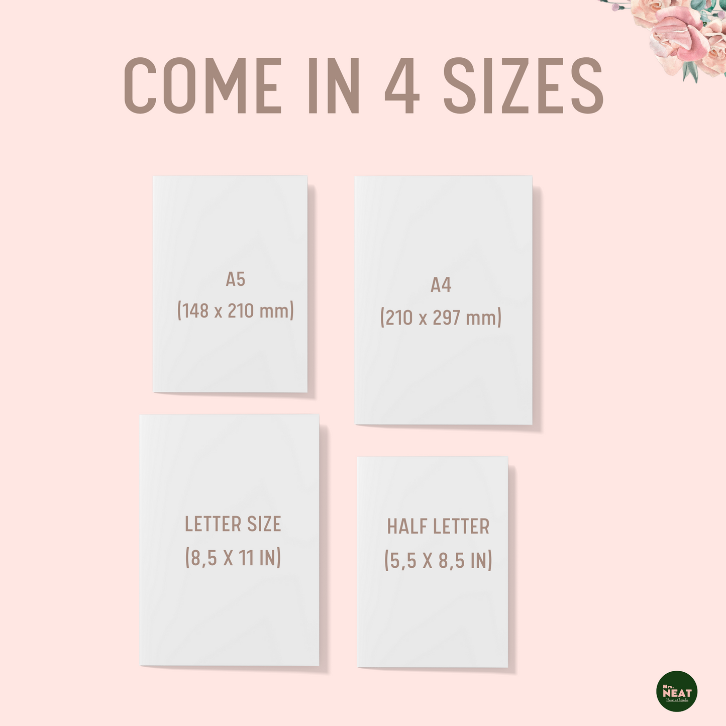Floral Credit Tracker Planner come in A5 size, A4, Letter & Half Letter size