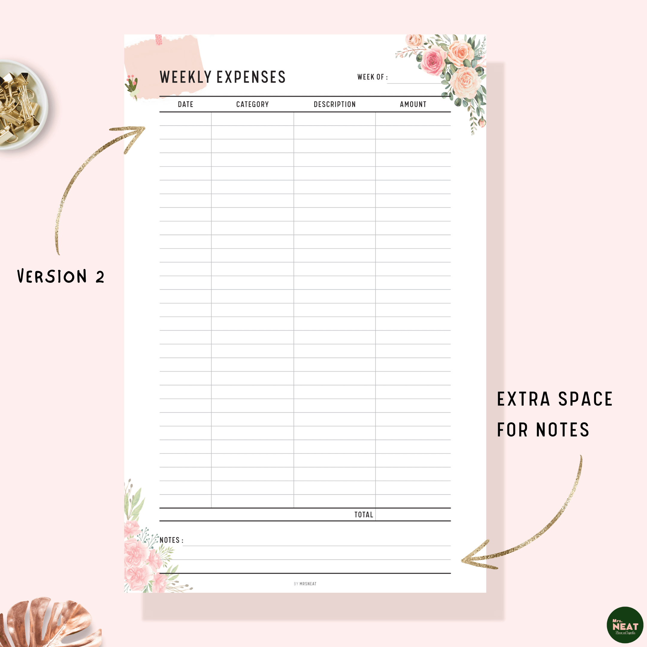 Weekly Expenses Tracker Printable – mrsneat