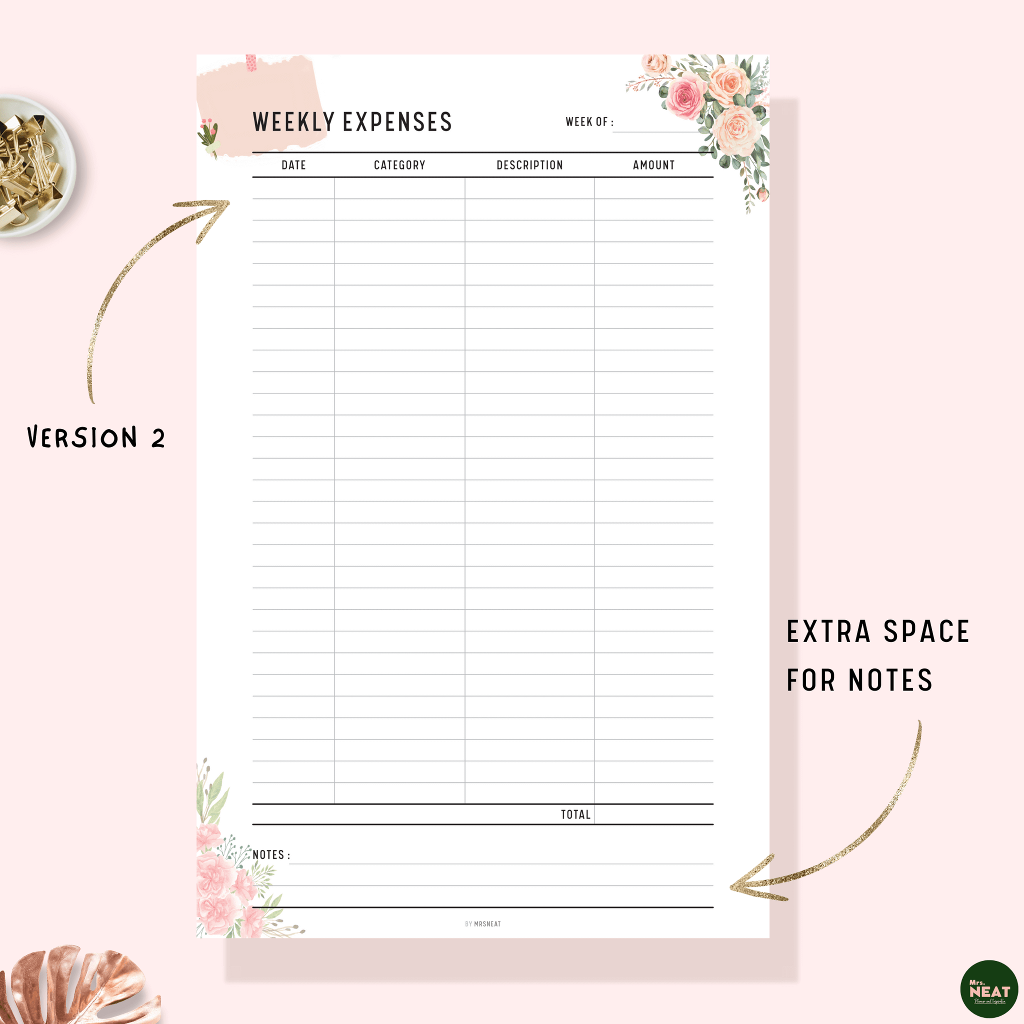 Weekly Expenses Tracker Printable – Mrsneat