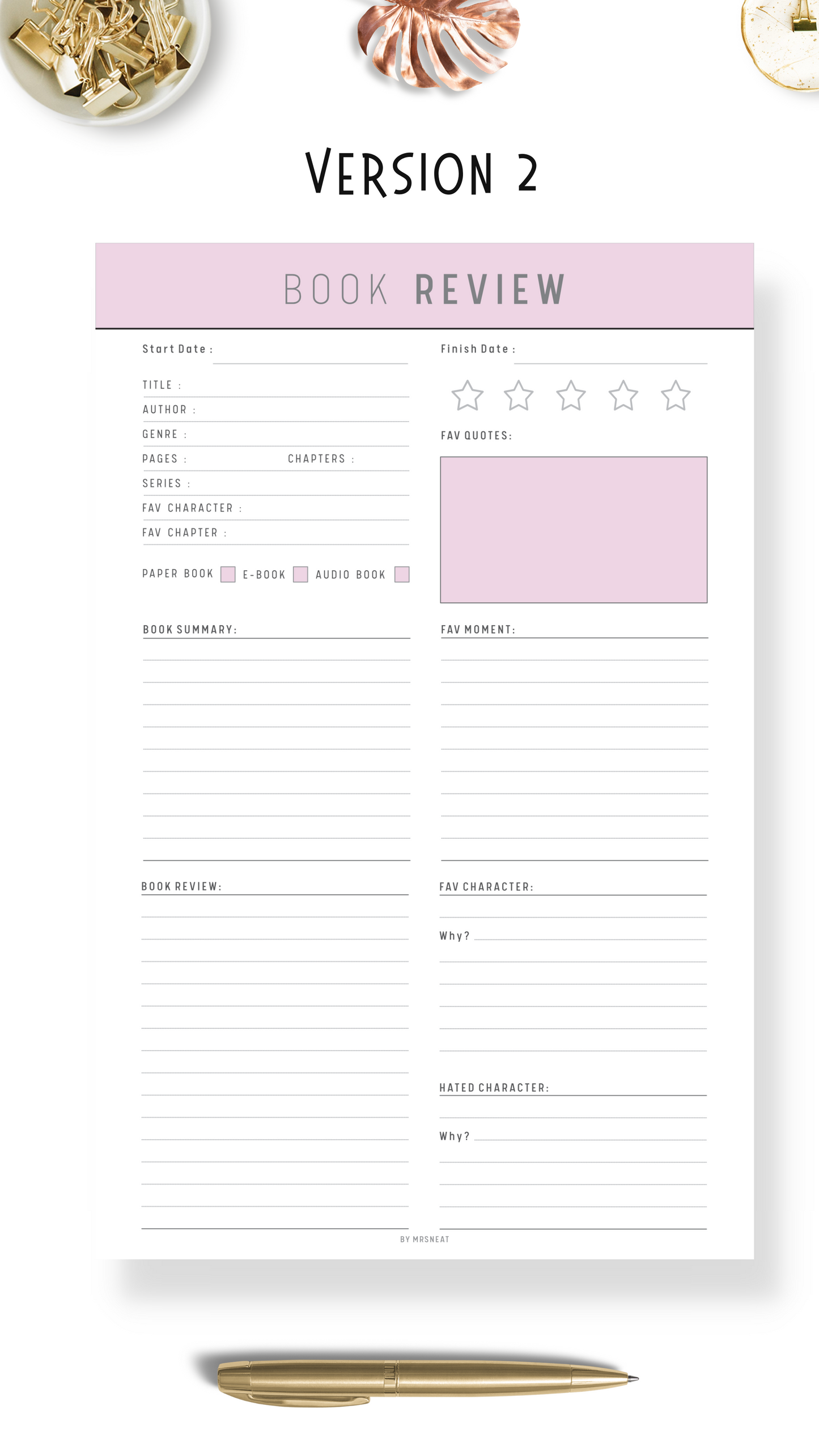 Book Review Planner that capture all information detail in beautiful purple color