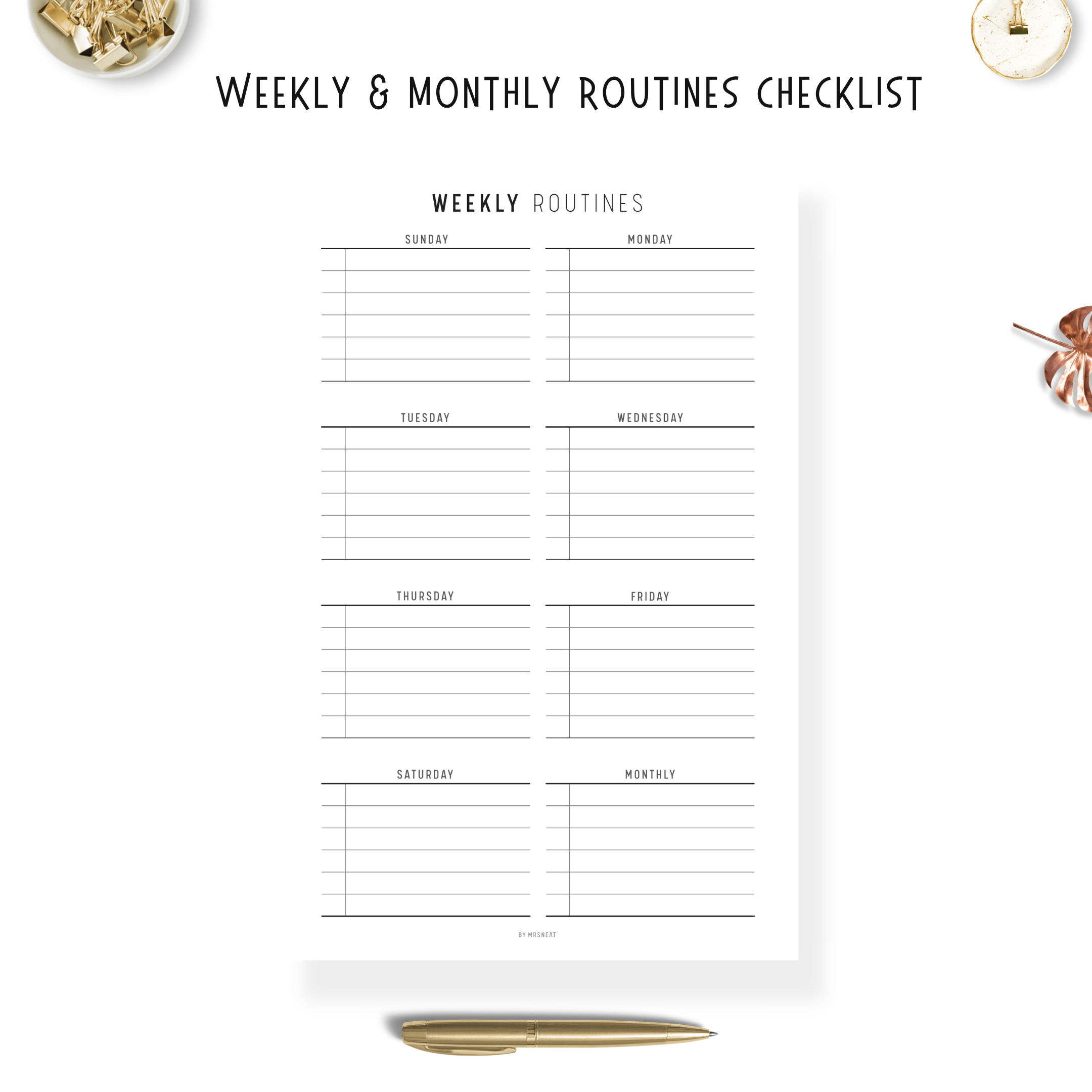 Routine Planner Checklist – mrsneat