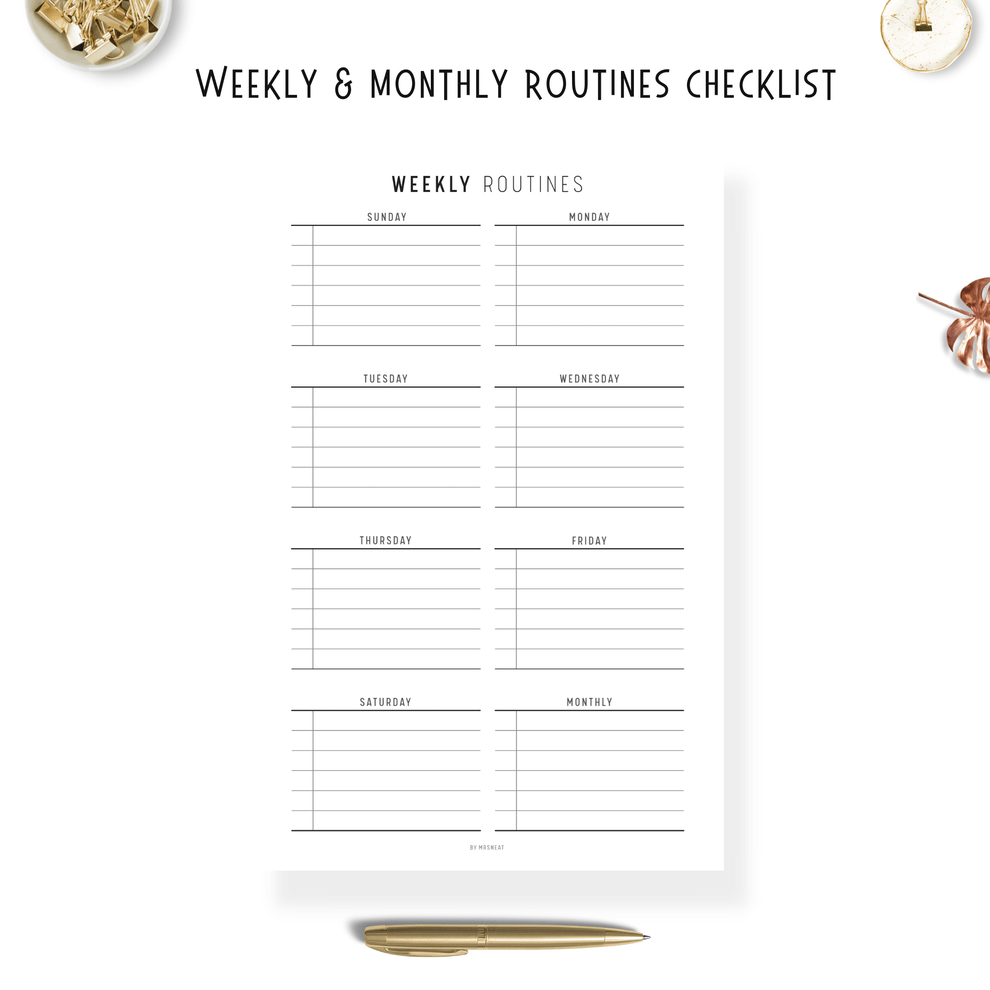 Routine Planner Checklist – mrsneat