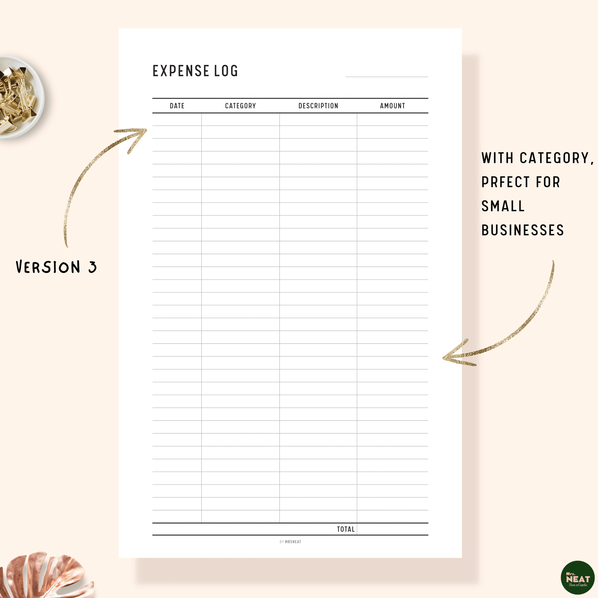Expense Log Printable – mrsneat