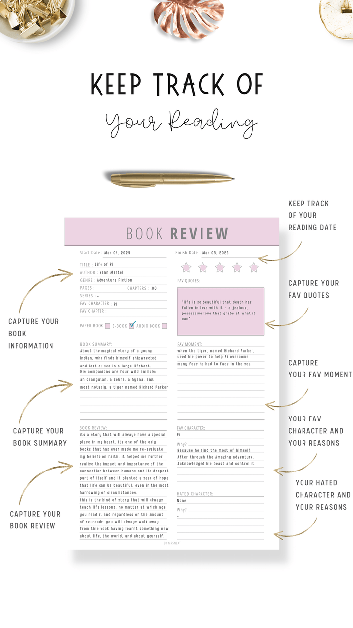 Free Book Review Template - M002 – mrsneat