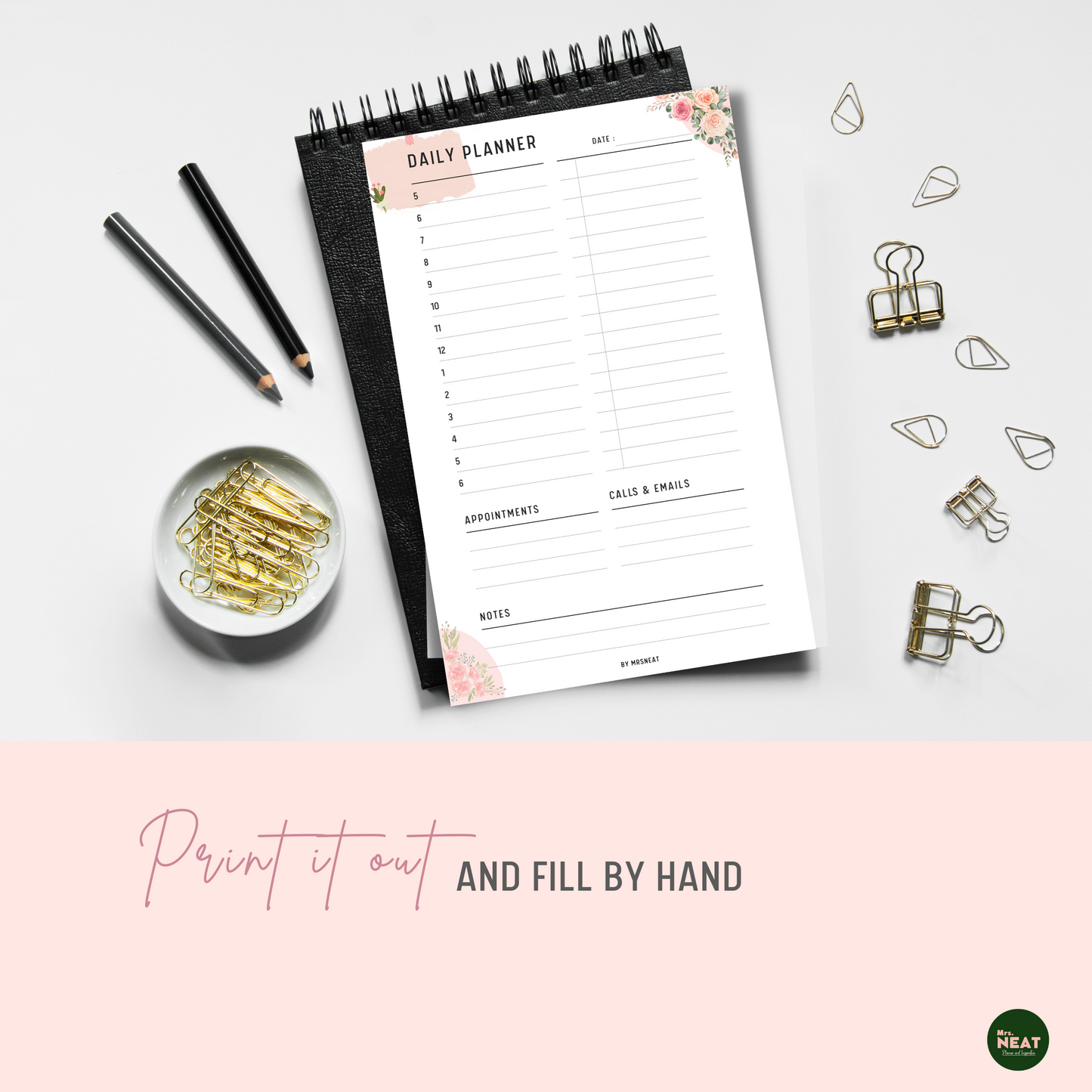 Floral Productivity Daily Planner
