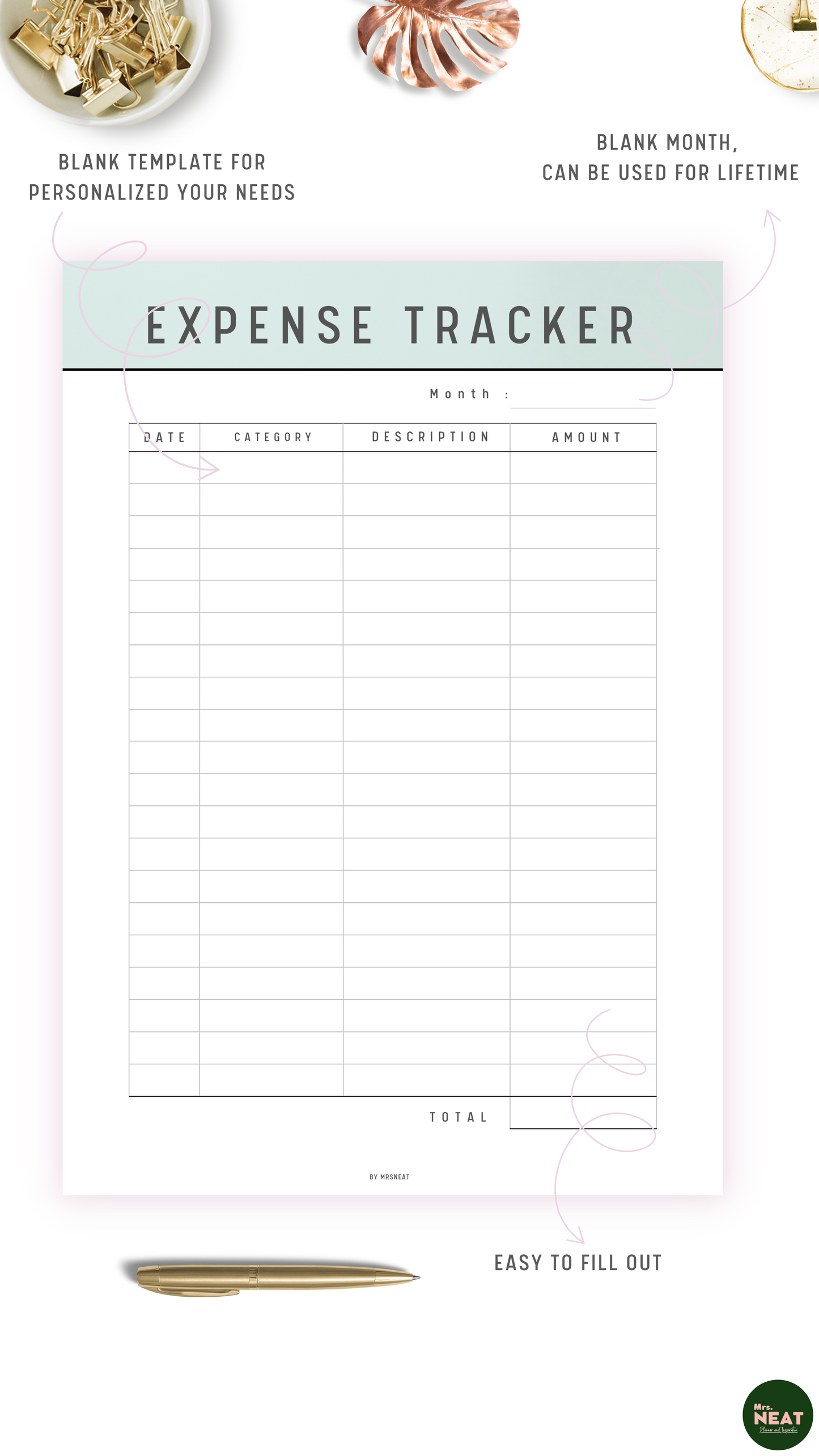 Green Expense Tracker Template