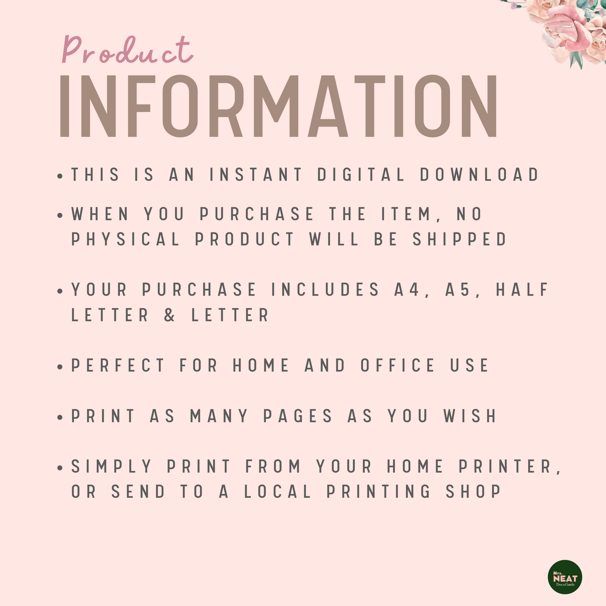 Product Information of Beautiful Pink Floral Credit Tracker Planner