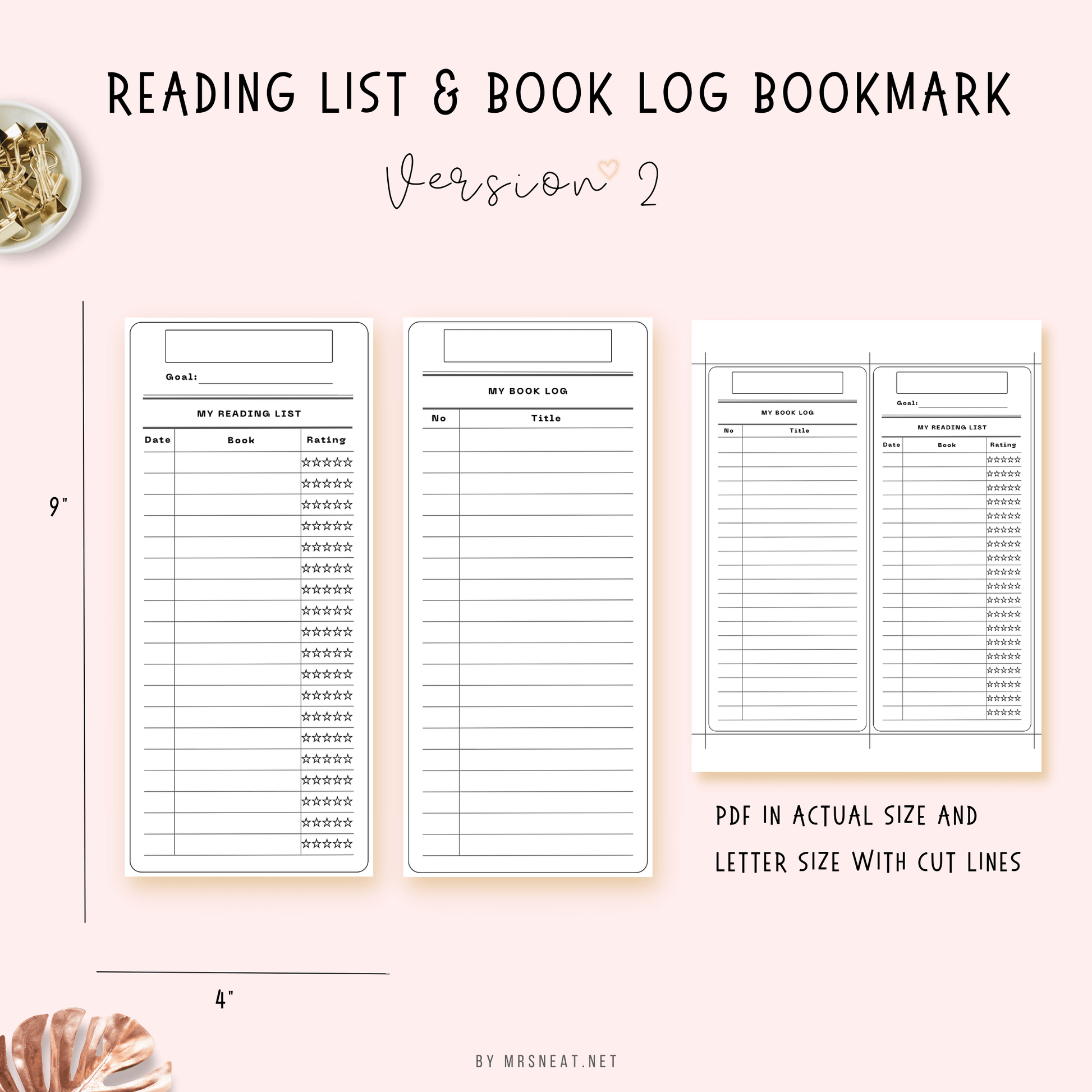 Reading List Bookmark & Bookshelf Tracker - M004 – mrsneat reading-list-bookmark-bookshelf-tracker-m004-mrsneat
