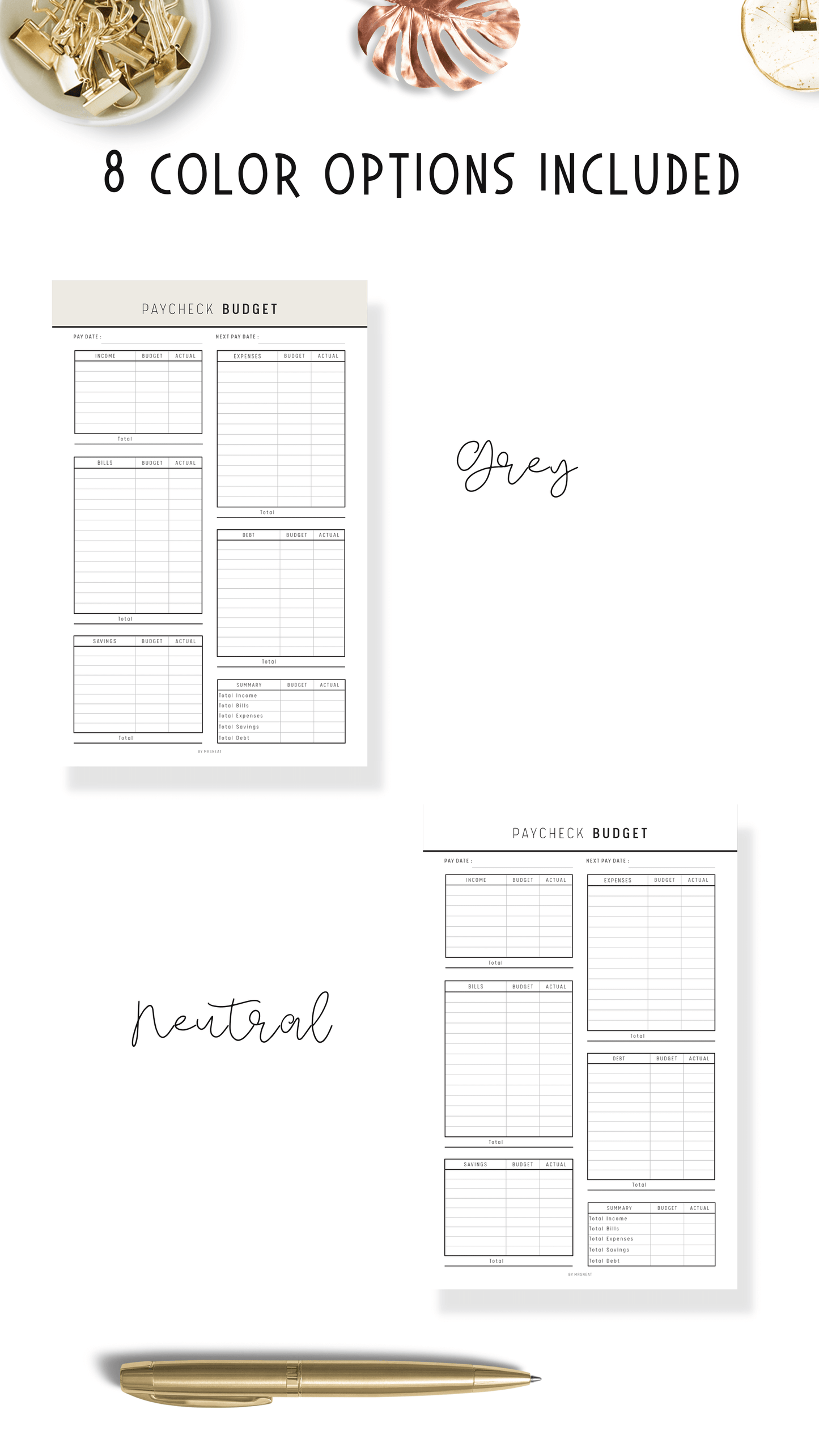 Paycheck Budget Template Printable - M147