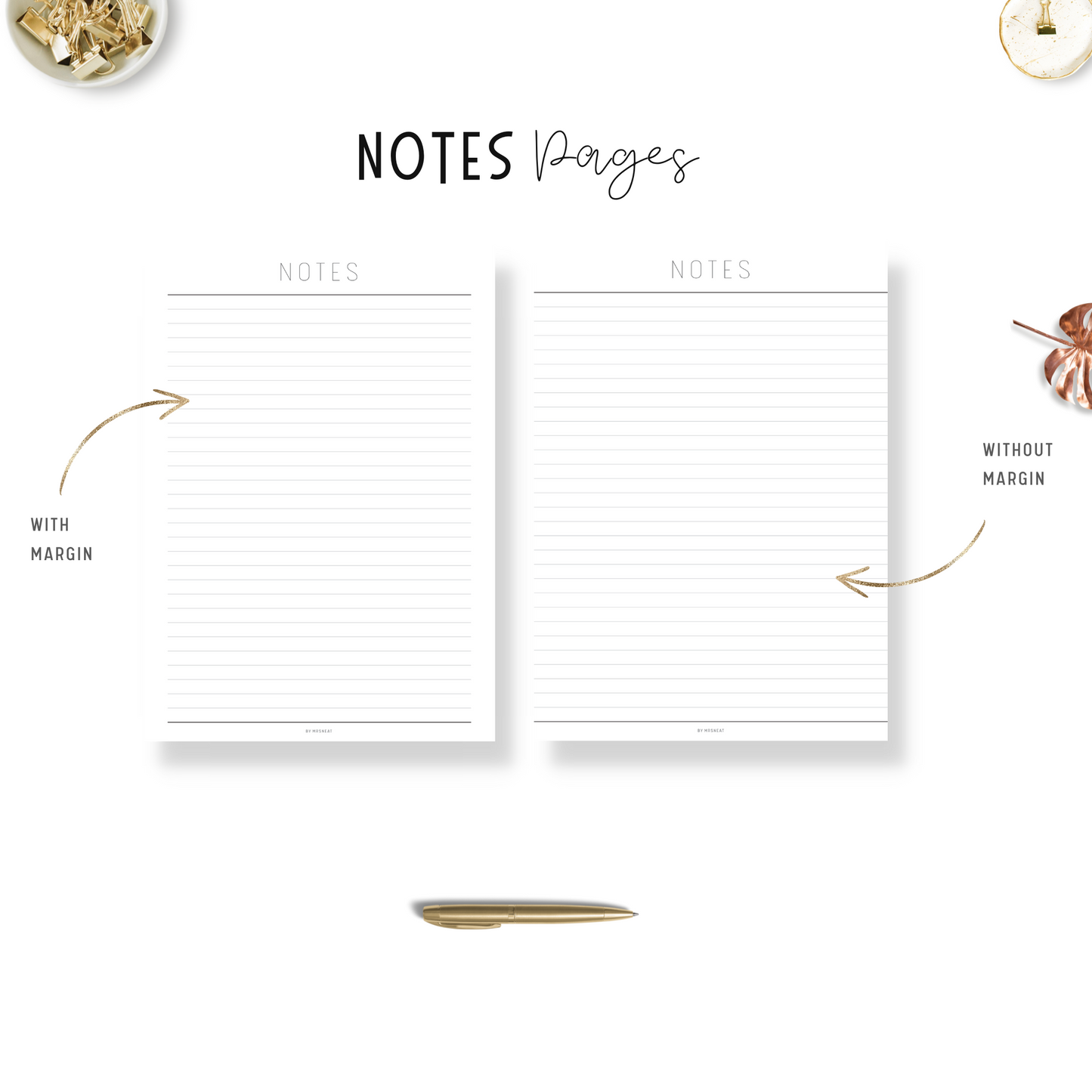 Cute and Beautiful Notes Page with and withour margin