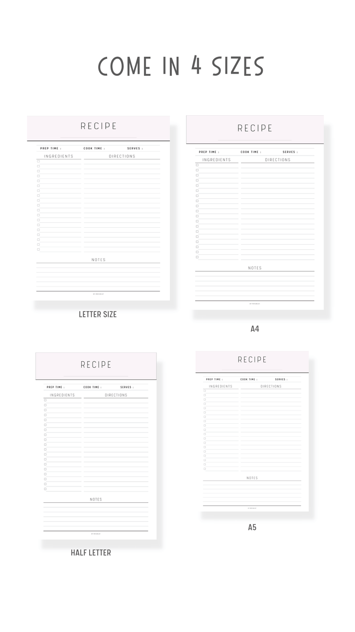 Free Recipe Page Template - M149 – mrsneat