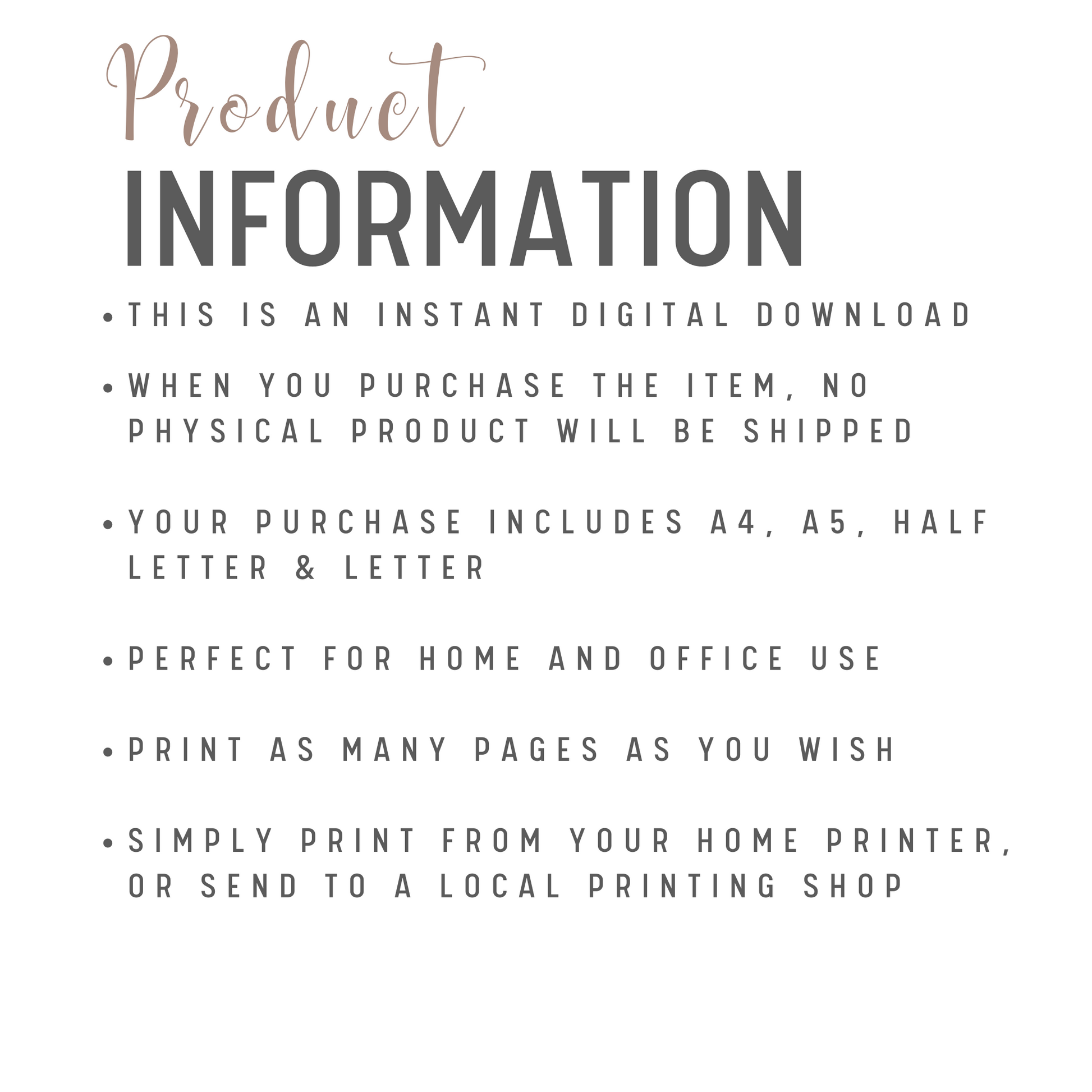 Work From Home Daily Planner Product Information