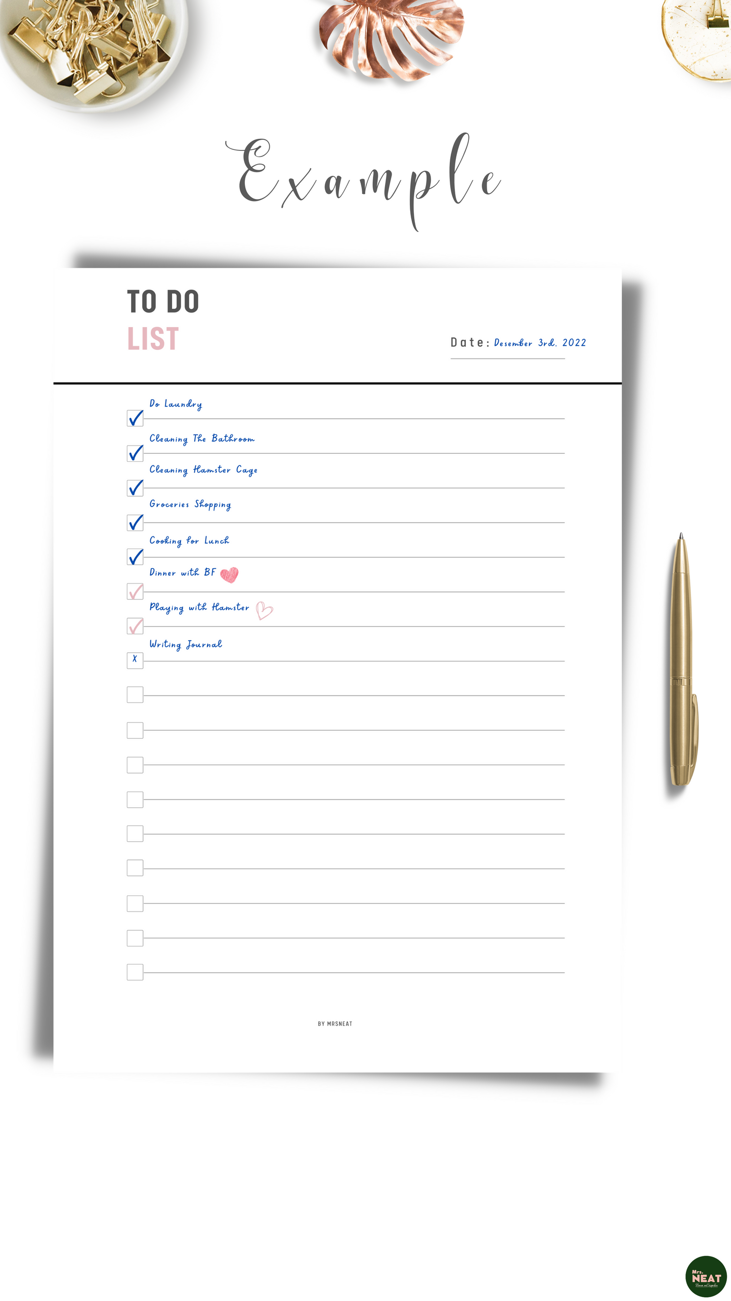 beautiful black and pink to do list planner with schedule list and check box list
